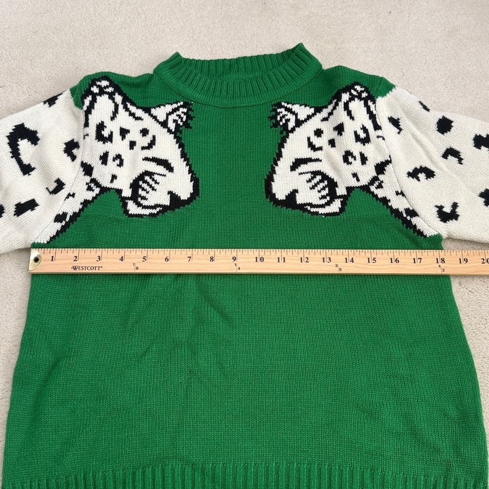 Junboon Leopard Print Knitted Pullover Sweaters Long Sleeve Crew Neck Top M - Picture 7 of 9